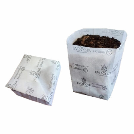 Evocoir Coco - 2 gallon compressed bag sitting next to 2 gallon expanded bag