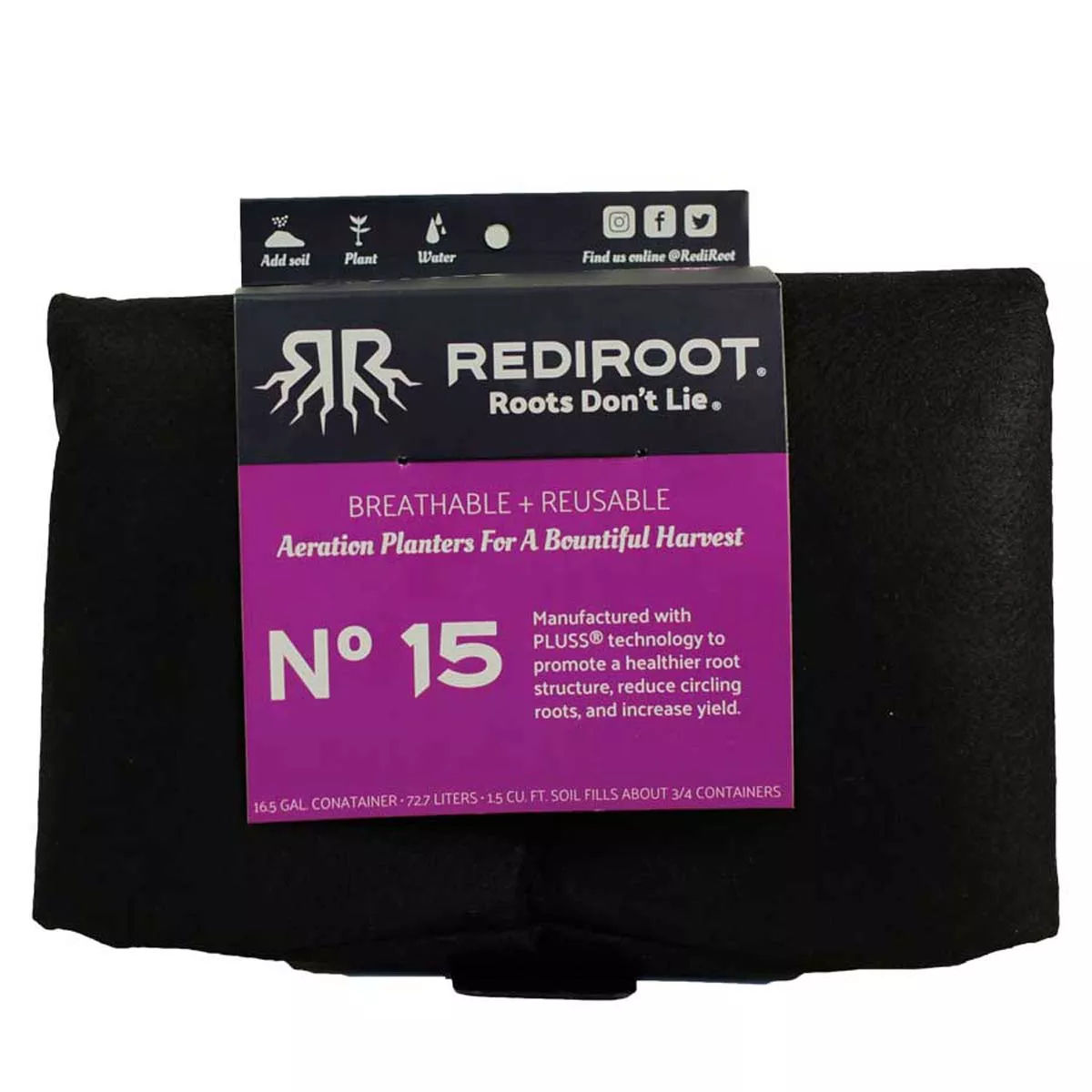 RediRoot Fabric Aeration Pot - Black (Pack of 5) - Image 10