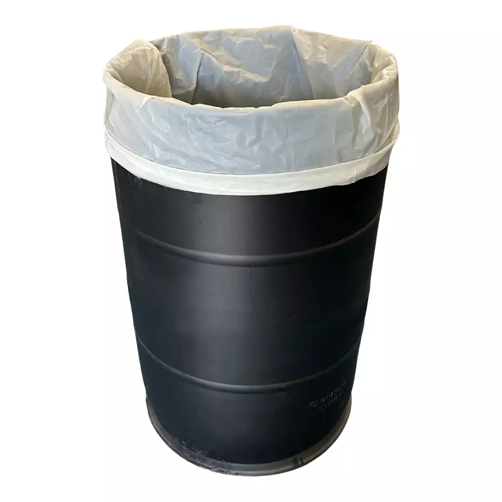 Front view of liner inside 55 gallon drum