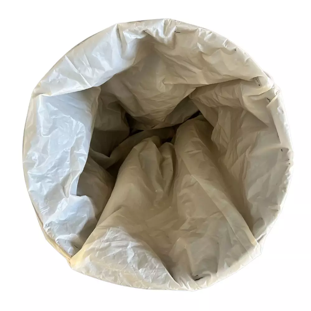 Overhead view of liner inside 55 gallon drum